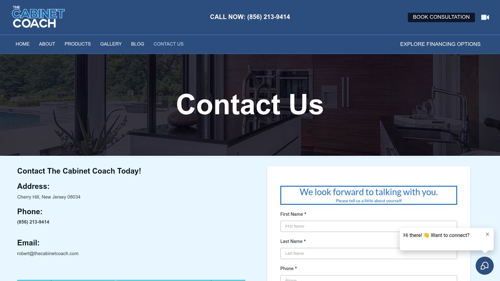 Screenshot from https://www.thecabinetcoach.com/contact